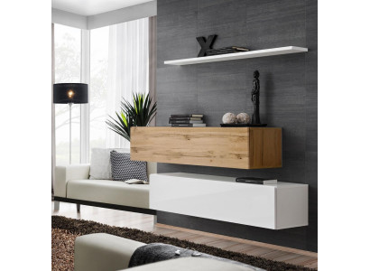 Wall unit 130 cm Designer 2x wall cabinet Suite Set Furniture Wood Living room