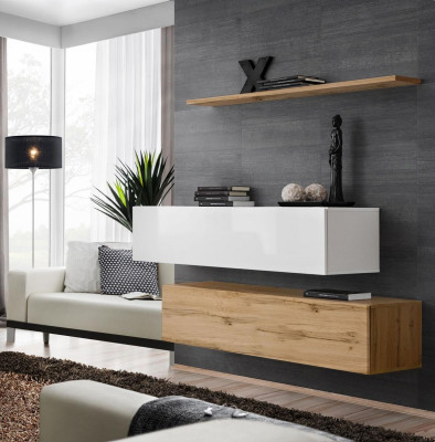 Furnishings Designer Brown 2x Wall Cabinet Wooden Furniture Luxury Set Living room furniture