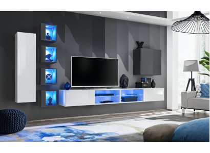 Wall unit White Designer wall cabinet Furniture Living room furniture Furnishings Complete