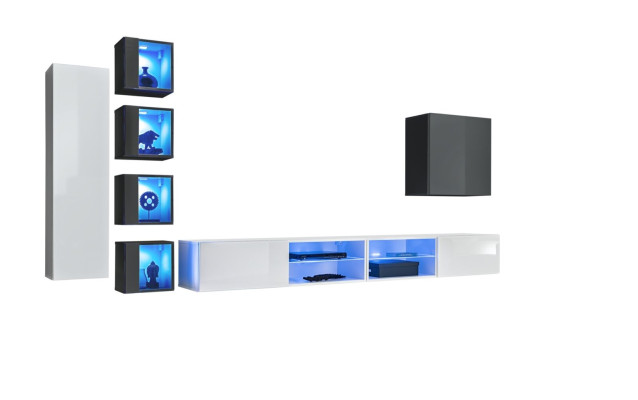 Wall unit White Designer wall cabinet Furniture Living room furniture Furnishings Complete