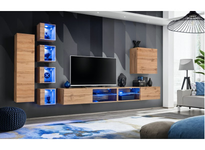 Suite Set Wall unit wall cabinet wall shelves sideboard wooden furniture TV lowboard new