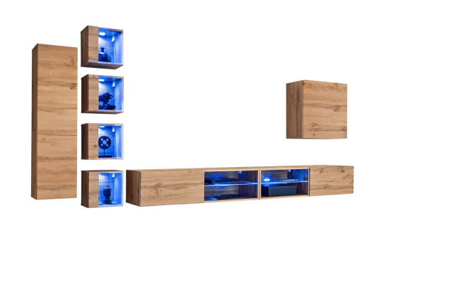 Suite Set Wall unit wall cabinet wall shelves sideboard wooden furniture TV lowboard new