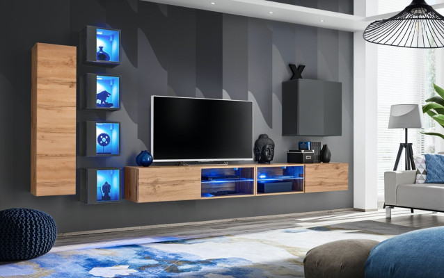 Set Wall unit 320 cm wall cabinet TV lowboard Modern sideboard Living room furniture