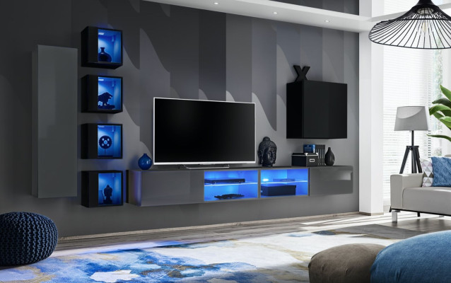Furnishings Modern Furniture Living room Complete Wall unit Wooden furniture TV lowboard