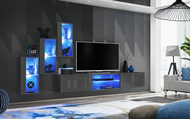 Suite Set 4-piece wall unit luxury designer sideboard TV lowboard wooden furniture