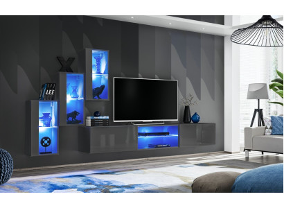 Suite Set 4-piece wall unit luxury designer sideboard TV lowboard wooden furniture