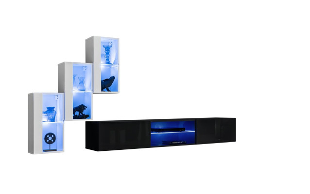 Wall unit Luxury Furniture Complete Set Designer Modern Furnishings 3x wall cabinet