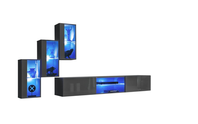 Suite Set 4-piece wall unit luxury designer sideboard TV lowboard wooden furniture