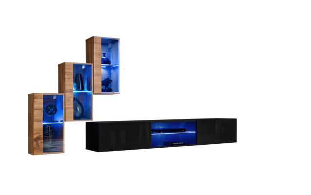Living room furniture new Wall unit 210 cm 3x wall cabinet Furnishings luxury wall shelves