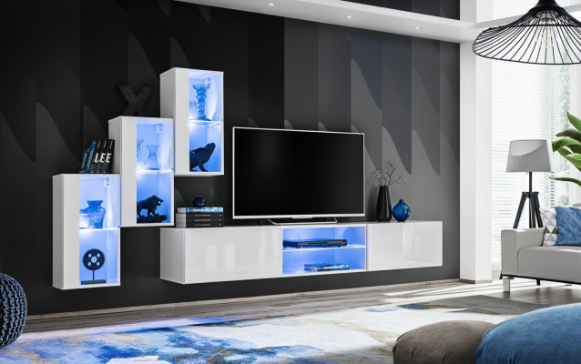 Wall unit Luxury new Living room Set 210 cm Furnishings Wall Shelves Modern