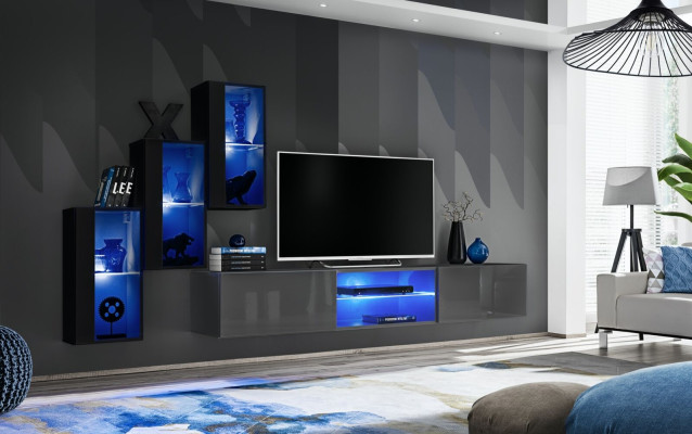 Set 4 pieces Wall unit 210 cm Furnishings Furnishings Modern wall cabinet new