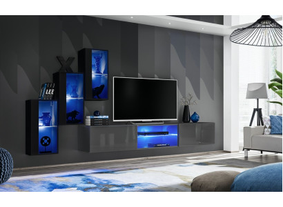 Set 4 pieces Wall unit 210 cm Furnishings Furnishings Modern wall cabinet new
