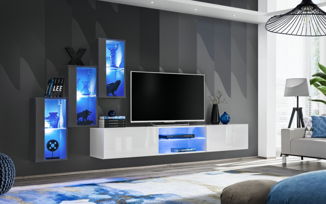 Luxury Furniture Designer Wall unit TV lowboard 3x wall cabinet sideboard wooden furniture