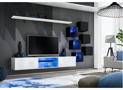 Suite Set Wall unit 6x wall cabinet wall shelves sideboard wooden furniture new