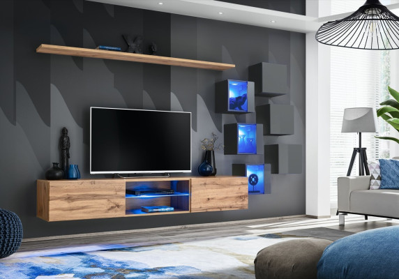 Modern Wall Furniture Wall unit Luxury Wall Shelves Sideboard TV Lowboard Wall Cabinet