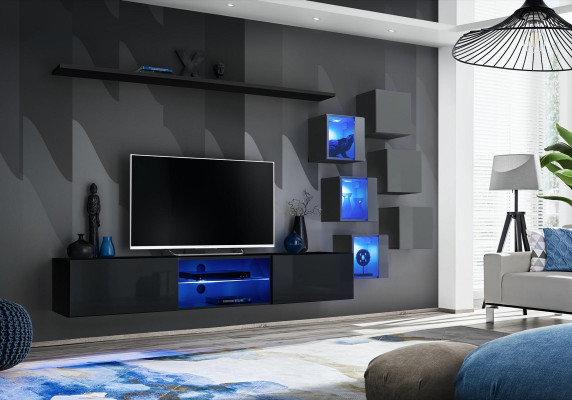 TV Lowboard Wall unit Sideboard Luxury Suite Modern Designer Shelves Complete