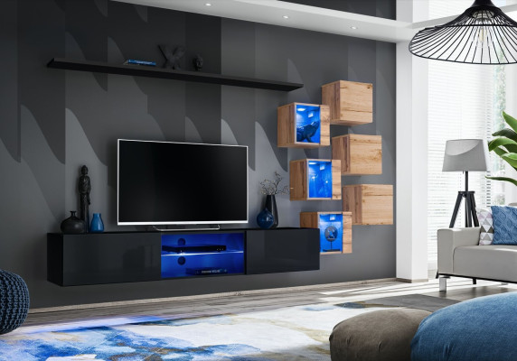 Wooden furniture Modern Wall unit Designer Living room furniture TV lowboard wall cabinet