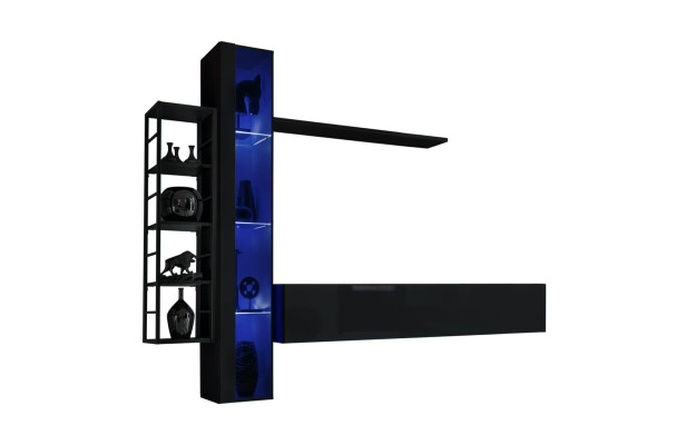 Wall unit Black Designer TV Lowboard Living room furniture Furniture Complete e Sideboard