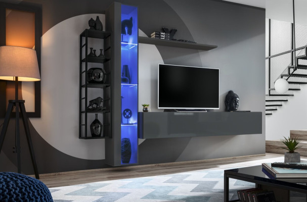 Modern Wall unit Furnishings Design Style Living room TV Lowboard Wall Display case