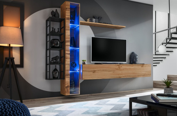 Braun Designer Wall unit Luxury Living room Furniture Complete e Set Sideboard Furniture