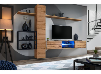 Luxury wall cabinet Furniture Furnishings Living room furniture Brown 3x Wall shelves