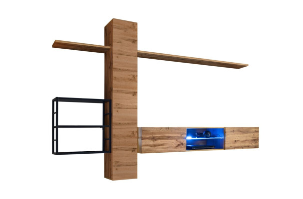 Luxury wall cabinet Furniture Furnishings Living room furniture Brown 3x Wall shelves