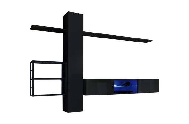 Wall unit Black Wall Shelves Living room furniture Furnishings Luxury Set 5pcs