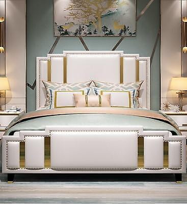 Leather Bed Upholstery Design Luxury Double Hotel Sleep Room Beds