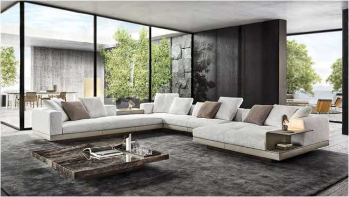U-shape Sofa Modern Corner sofa Upholstered couch Textile Living landscape Corner suite