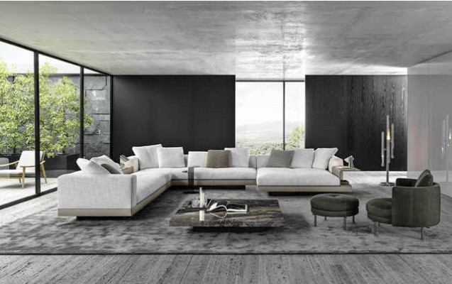 U-shape Sofa Modern Corner sofa Upholstered couch Textile Living landscape Corner suite