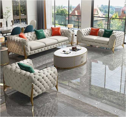 Sofa set 3+2+1 Seater Sets Leather 3-piece Living room Set Upholstery