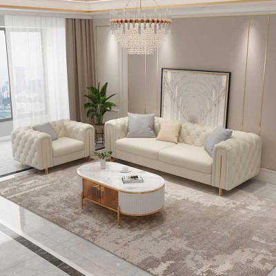 Set 2 pcs Living room Sofa set Three-seater Sofa Modern Armchair Leather