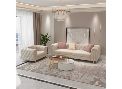 Set 2 pcs Living room Sofa set double Sofa Couch Modern Armchair Leather