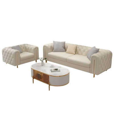 Set 2 pcs Living room Sofa set Three-seater Sofa Modern Armchair Leather