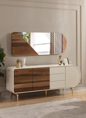 Modern sideboard Chests of drawers Wooden cabinet Stainless steel furniture White Luxury Furniture