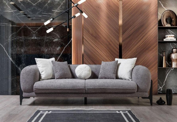 Living room furniture Luxury three-seater sofa Fabric furniture Modern couches stainless steel