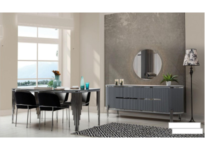 Gray Dining room Table Luxury Dining set Dining table Chairs Sideboard 6pcs