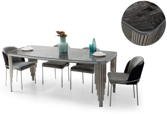 Gray Dining room Table Luxury Dining set Dining table Chairs Sideboard 6pcs