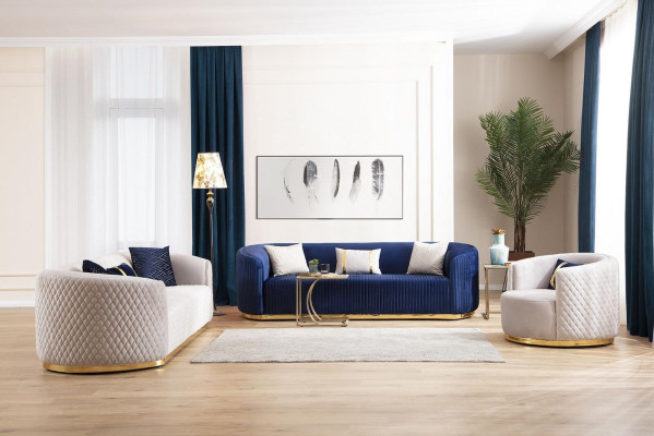 Modern sofa set three seater armchair stainless steel furniture luxury set design