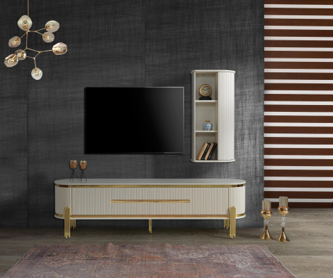 TV Stand TV-cabinet Lowboard White Table Wood Modern Living room Sideboard