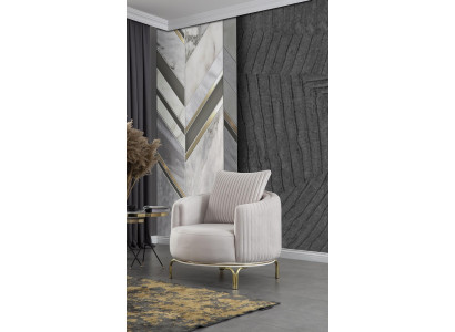 Luxury Armchair White Single Seater Living room furniture Polyester Stainless Steel furniture