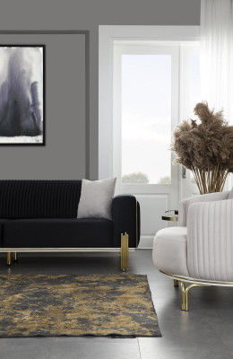 Luxury Armchair White Single Seater Living room furniture Polyester Stainless Steel furniture