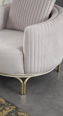 Luxury Armchair White Single Seater Living room furniture Polyester Stainless Steel furniture