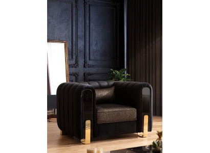 Black armchair wing chair luxury design living room single seater modern