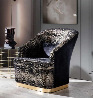 Modern luxury armchair wing chair single seater living room furniture stainless steel