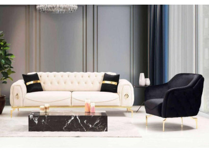 Chesterfield stainless steel furniture luxury sofa set three seater seating group