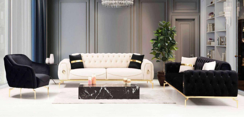 Chesterfield Seating group luxury seating set Upholstered furniture three-seater armchair