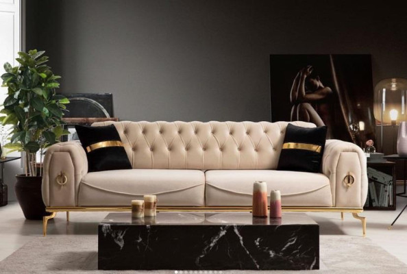 Chesterfield Seating group luxury seating set Upholstered furniture three-seater armchair