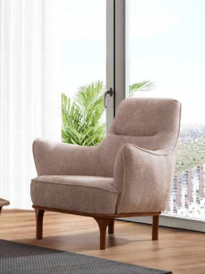 Modern Armchair Cocktail Chair Wing Chair Designer Furniture Beige Wooden Furniture