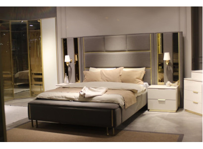 Luxury Bedroom Set Bed + 2x Bedside tables + Stool Design Furniture 4 pcs. new